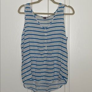 Roxy White & Turquoise Striped Babydoll Tank Top